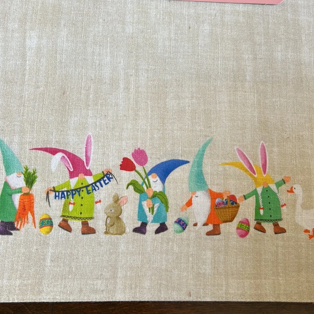Novogratz Set Of 4 Happy Easter Gnome Placemats Chicken Duck Cotton